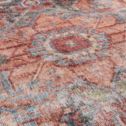 Tapis traditionnel vieilli lavable en machine