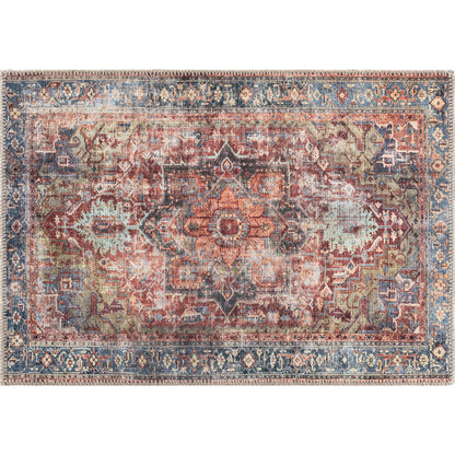 Tapis traditionnel vieilli lavable en machine