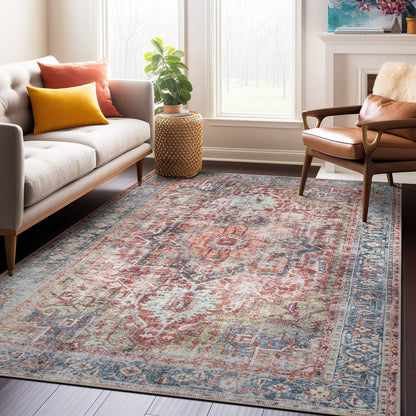 Tapis traditionnel vieilli lavable en machine