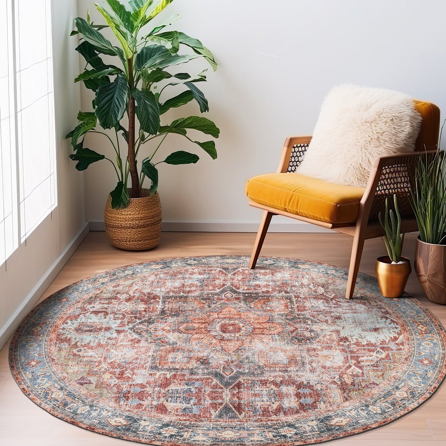 Tapis traditionnel vieilli lavable en machine