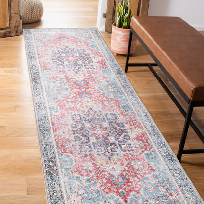 Tapis multi-surfaces traditionnel, vintage et vieilli, lavable en machine