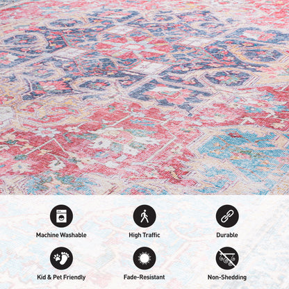 Tapis multi-surfaces traditionnel, vintage et vieilli, lavable en machine