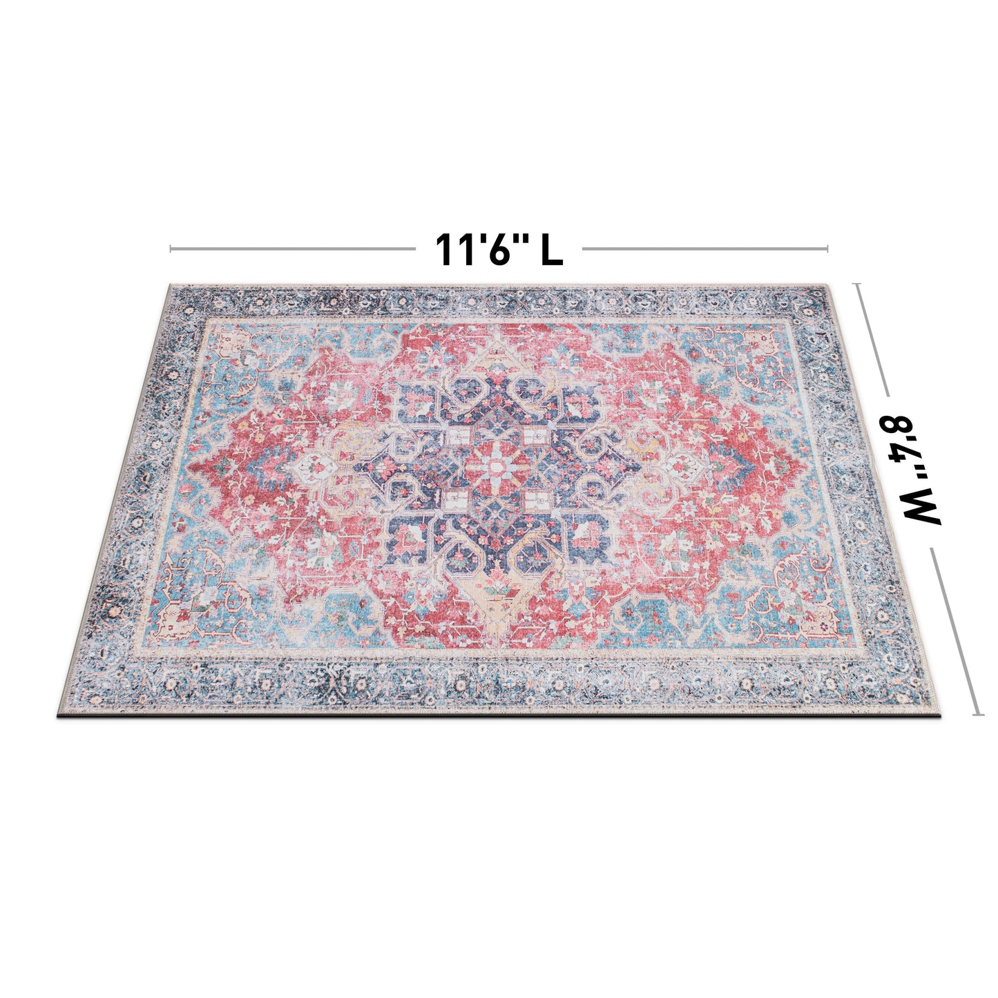 Tapis multi-surfaces traditionnel, vintage et vieilli, lavable en machine
