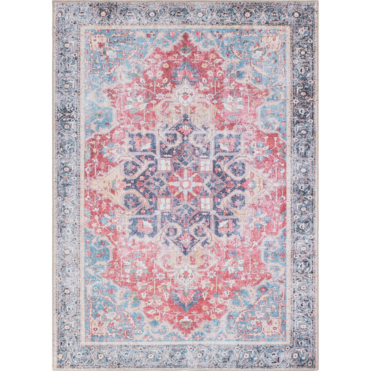Tapis multi-surfaces traditionnel, vintage et vieilli, lavable en machine