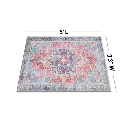 Tapis multi-surfaces traditionnel, vintage et vieilli, lavable en machine