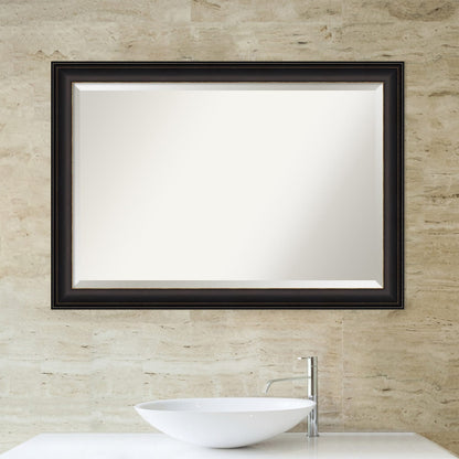 Miroir mural de salle de bain biseauté - Cadre en bronze huilé Trio - Bronze huilé Trio