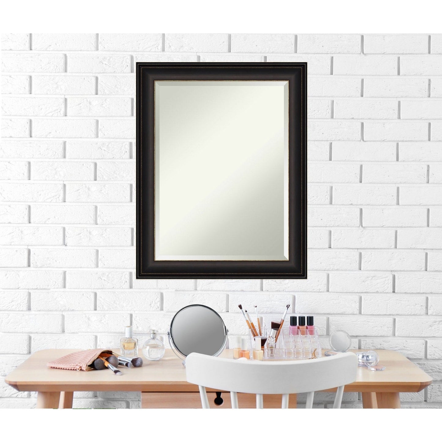 Miroir mural de salle de bain biseauté - Cadre en bronze huilé Trio - Bronze huilé Trio