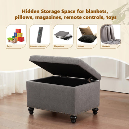 Banc ottoman de rangement capitonné, repose-pieds rectangulaire