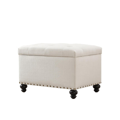 Banc ottoman de rangement capitonné, repose-pieds rectangulaire