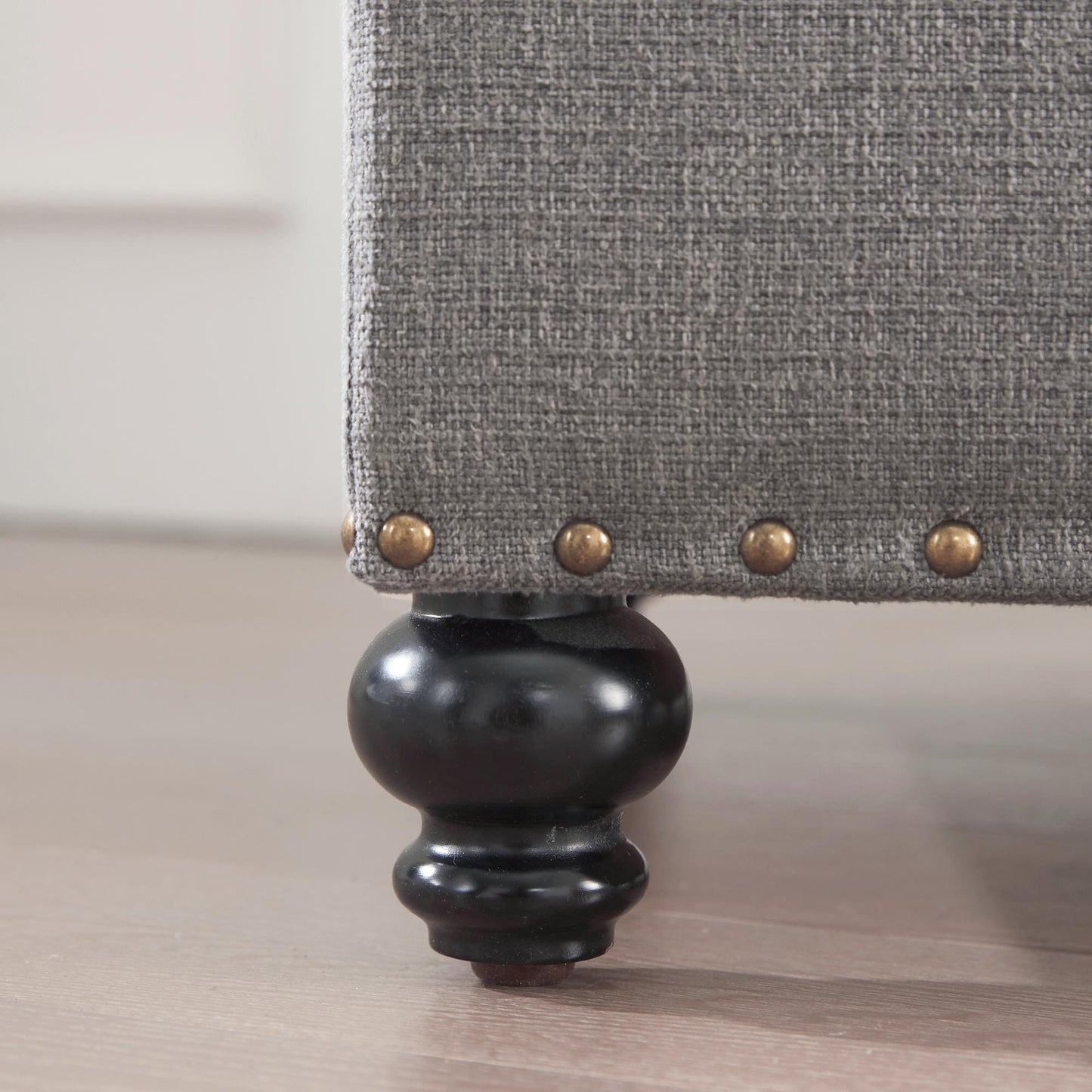 Banc ottoman de rangement capitonné, repose-pieds rectangulaire