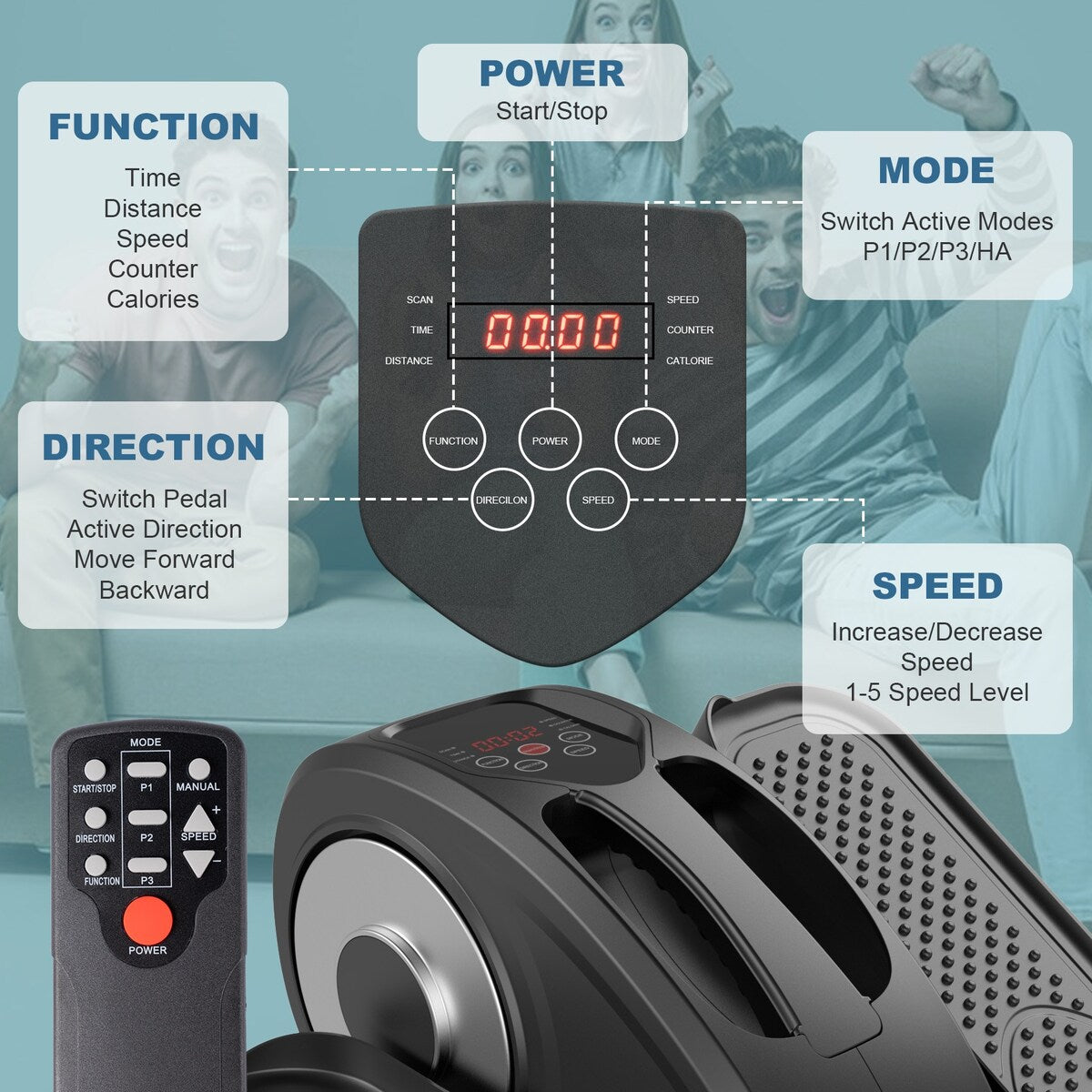 Vélo elliptique sous le bureau, avec télécommande, pédalier assis pour seniors, adultes et adolescents