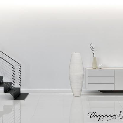 Vase de sol cylindrique en bambou de grande taille, décoratif pour halls d'hôtel et spas, idéal pour le salon ou le couloir.