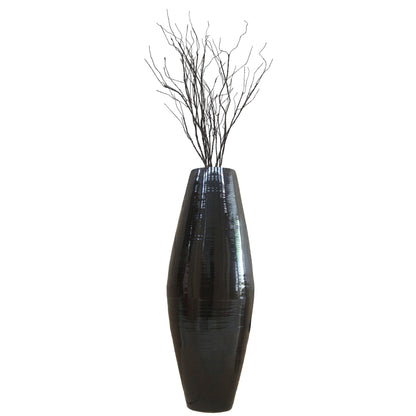 Vase de sol cylindrique en bambou de grande taille, décoratif pour halls d'hôtel et spas, idéal pour le salon ou le couloir.