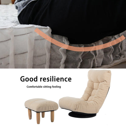 Ensemble de fauteuil inclinable rembourré sans accoudoirs avec pouf et appui-tête réglable