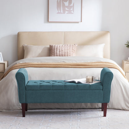 Banc de rangement rembourré, banc d'entrée avec dessus rabattable touffeté, 50,4 pouces