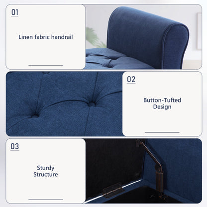 Banc de rangement rembourré, banc d'entrée avec dessus rabattable touffeté, 50,4 pouces