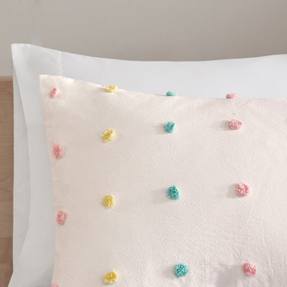 Parure de couette Ensley en coton jacquard à pompons par Intelligent Design Kids