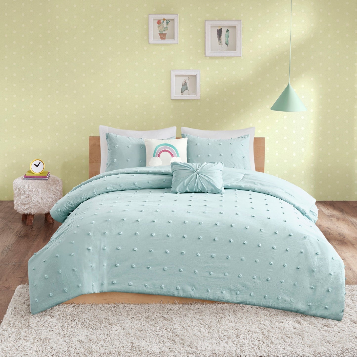Parure de couette Ensley en coton jacquard à pompons par Intelligent Design Kids