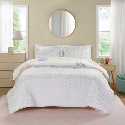 Parure de lit réversible en chenille touffetée à motif floral Madeline pour enfants de conception intelligente