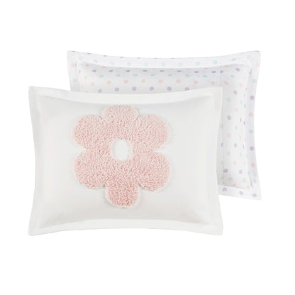 Parure de lit réversible en chenille touffetée à motif floral Madeline pour enfants de conception intelligente