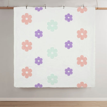 Parure de lit réversible en chenille touffetée à motif floral Madeline pour enfants de conception intelligente