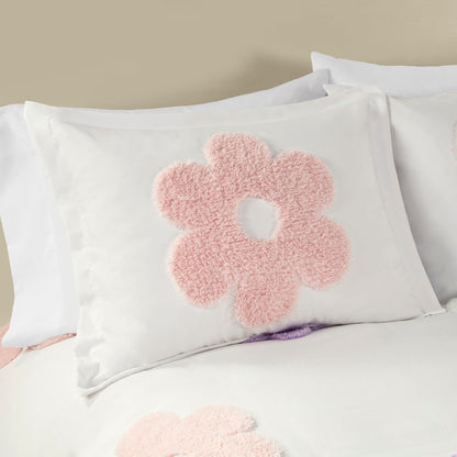 Parure de lit réversible en chenille touffetée à motif floral Madeline pour enfants de conception intelligente
