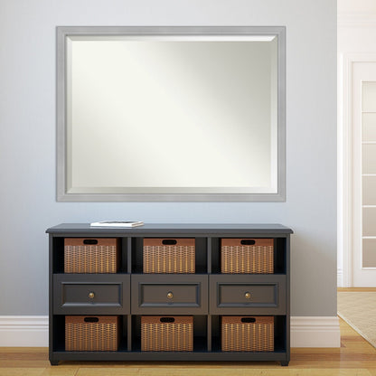 Miroir mural biseauté pour salle de bain - Cadre en nickel brossé Vista