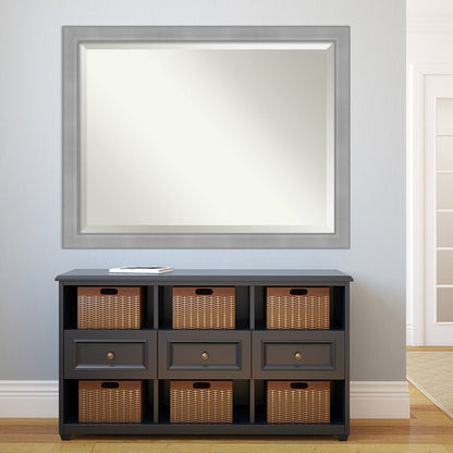 Miroir mural biseauté pour salle de bain - Cadre en nickel brossé Vista