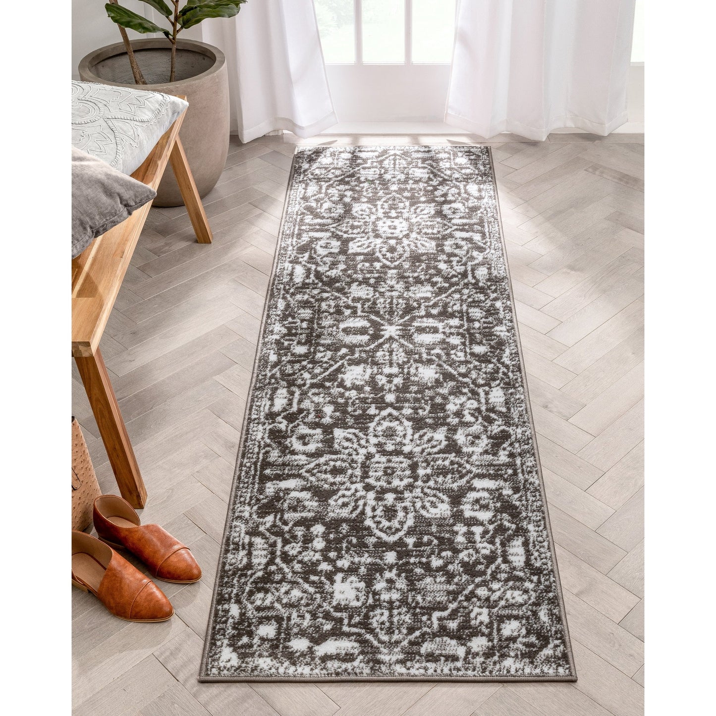 Tapis oriental bohème vintage à motif floral bien tissé Dazzle Disa