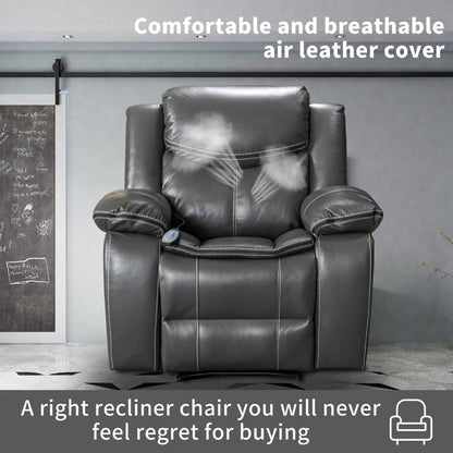 Fauteuil inclinable chauffant et massant en cuir durable à siège large