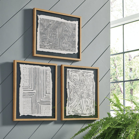 Décoration murale Wonderstow noir/beige, lot de 3