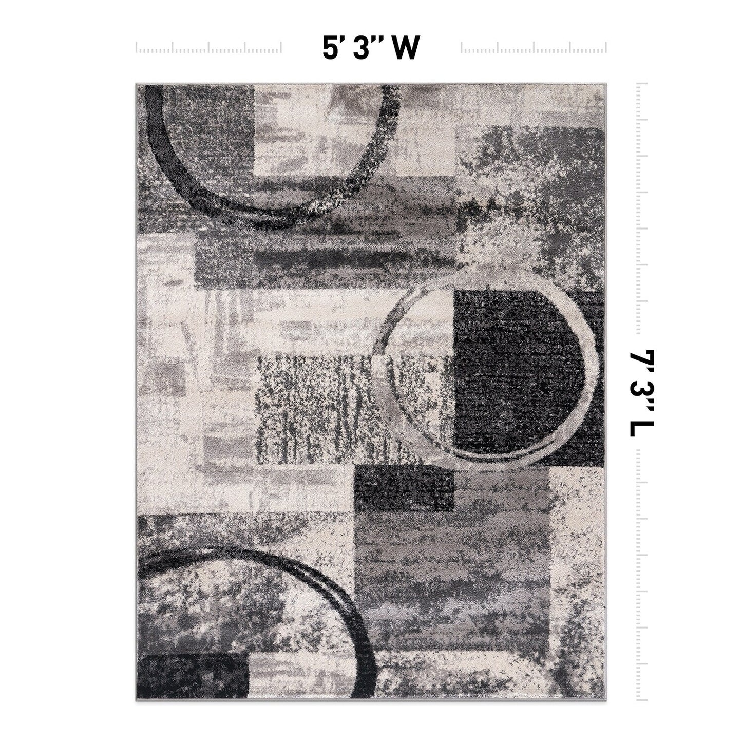 Tapis circulaire abstrait en polypropylène fabriqué à la machine, de la World Rug Gallery