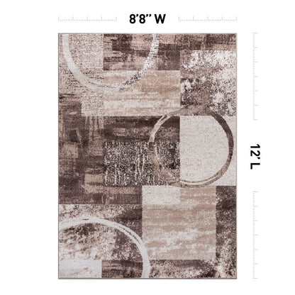 Tapis circulaire abstrait en polypropylène fabriqué à la machine, de la World Rug Gallery