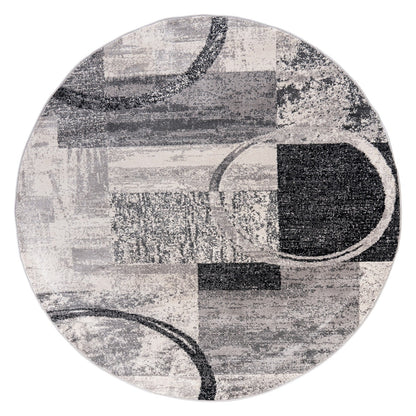 Tapis circulaire abstrait en polypropylène fabriqué à la machine, de la World Rug Gallery