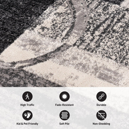 Tapis circulaire abstrait en polypropylène fabriqué à la machine, de la World Rug Gallery