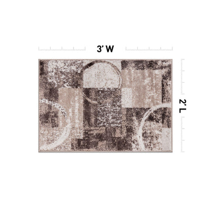 Tapis circulaire abstrait en polypropylène fabriqué à la machine, de la World Rug Gallery