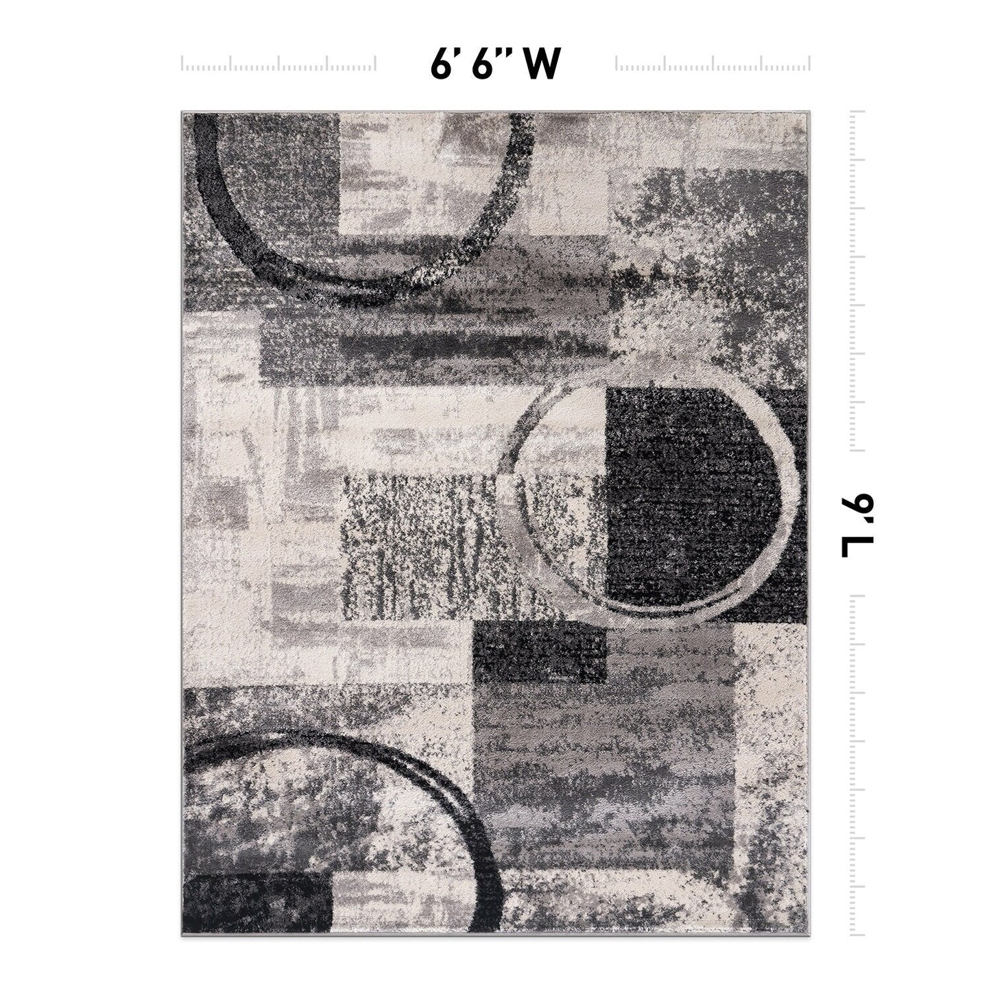 Tapis circulaire abstrait en polypropylène fabriqué à la machine, de la World Rug Gallery