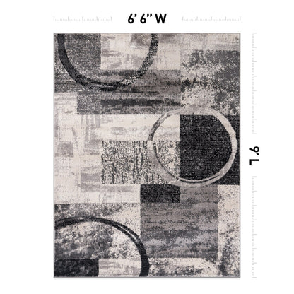 Tapis circulaire abstrait en polypropylène fabriqué à la machine, de la World Rug Gallery