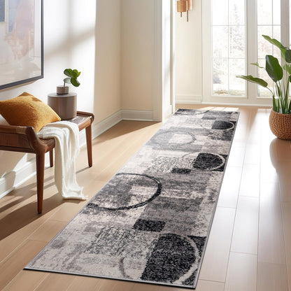 Tapis circulaire abstrait en polypropylène fabriqué à la machine, de la World Rug Gallery