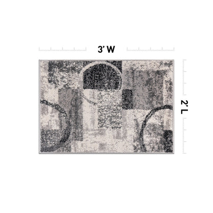 Tapis circulaire abstrait en polypropylène fabriqué à la machine, de la World Rug Gallery