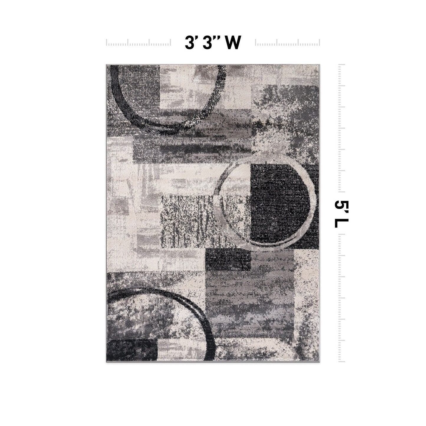 Tapis circulaire abstrait en polypropylène fabriqué à la machine, de la World Rug Gallery