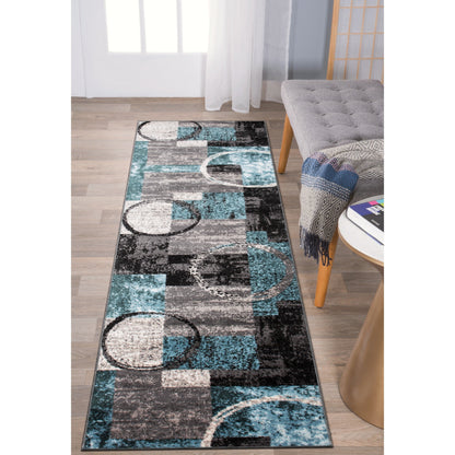 Tapis circulaire abstrait en polypropylène fabriqué à la machine, de la World Rug Gallery