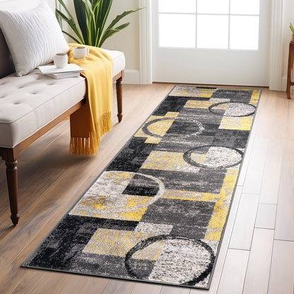 Tapis circulaire abstrait en polypropylène fabriqué à la machine, de la World Rug Gallery