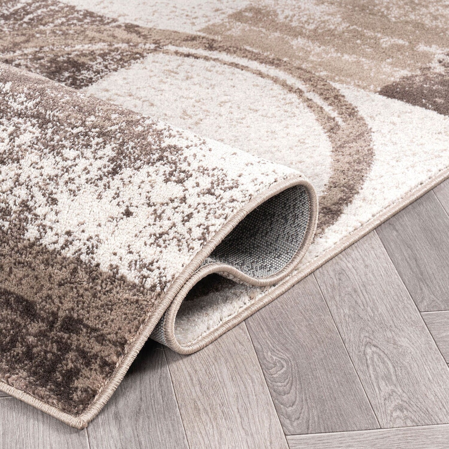 Tapis circulaire abstrait en polypropylène fabriqué à la machine, de la World Rug Gallery