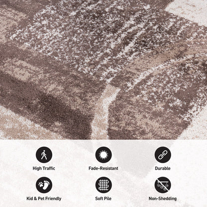 Tapis circulaire abstrait en polypropylène fabriqué à la machine, de la World Rug Gallery