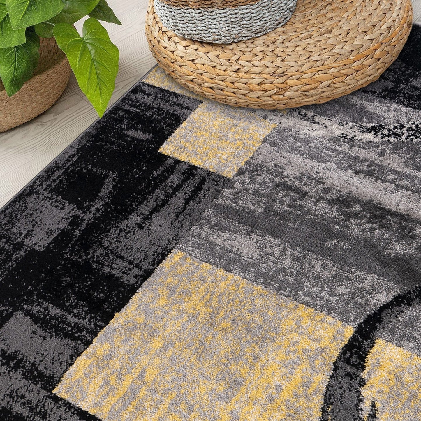 Tapis circulaire abstrait en polypropylène fabriqué à la machine, de la World Rug Gallery