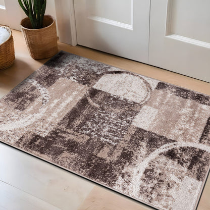 Tapis circulaire abstrait en polypropylène fabriqué à la machine, de la World Rug Gallery