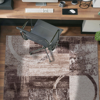 Tapis circulaire abstrait en polypropylène fabriqué à la machine, de la World Rug Gallery