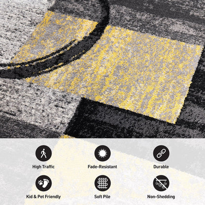 Tapis circulaire abstrait en polypropylène fabriqué à la machine, de la World Rug Gallery