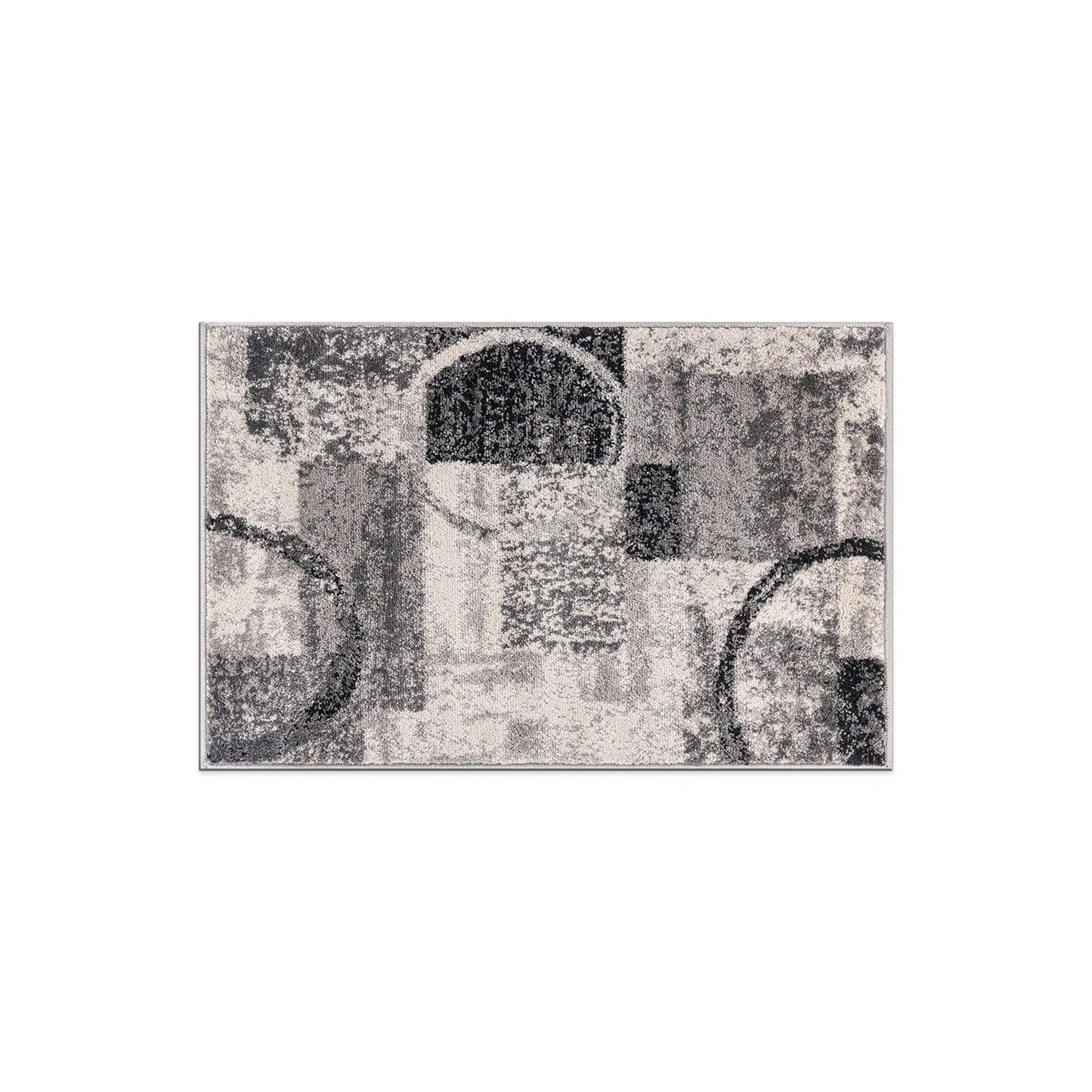 Tapis circulaire abstrait en polypropylène fabriqué à la machine, de la World Rug Gallery